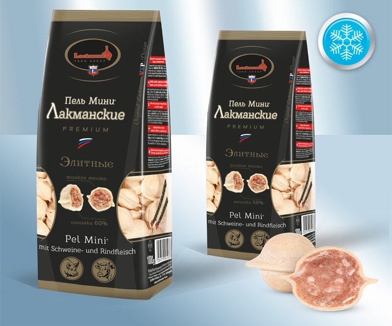 Pelmeni "Elitnye" com carne de porco e boi picada, 1000 g