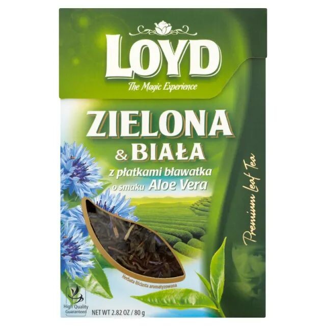 Чай зеленый+белый Loyd с Алоэ Вера и лепестками Васильков листовой,80 г