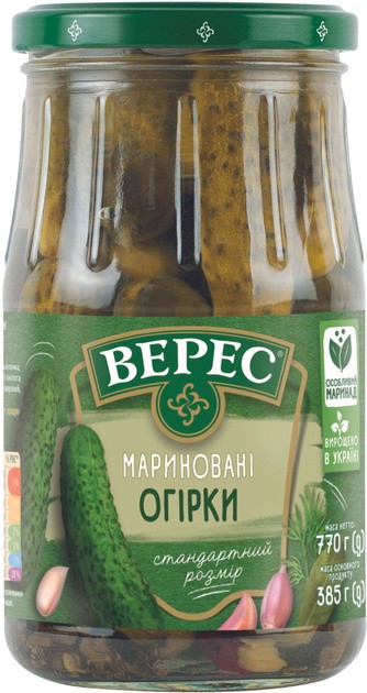  Огурцы Верес маринованные слабокислые 770г
