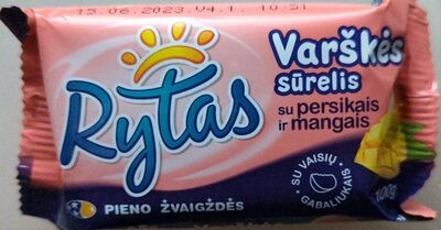 requesón con melocotones y mango 100g