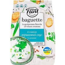 Crutones de trigo Flint Baguette con salsa cremosa y sabor a hierbas, 90 g