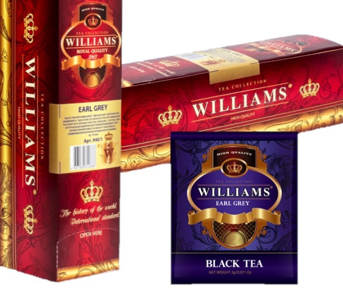 Чай Williams Earl Grey чорний з бергамотом, 50 пакетиків