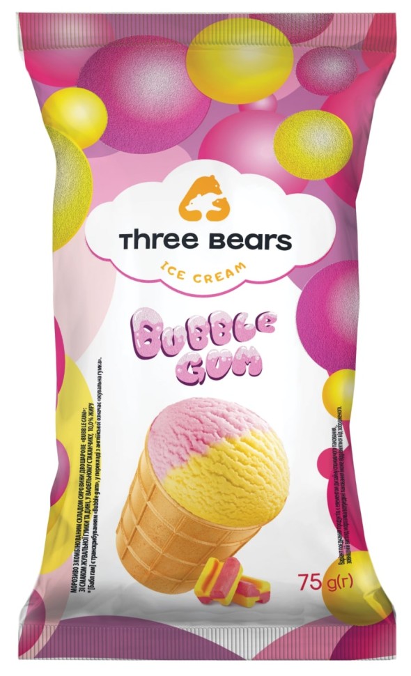 Мороженое Три Медведя 75г bubble gum 
