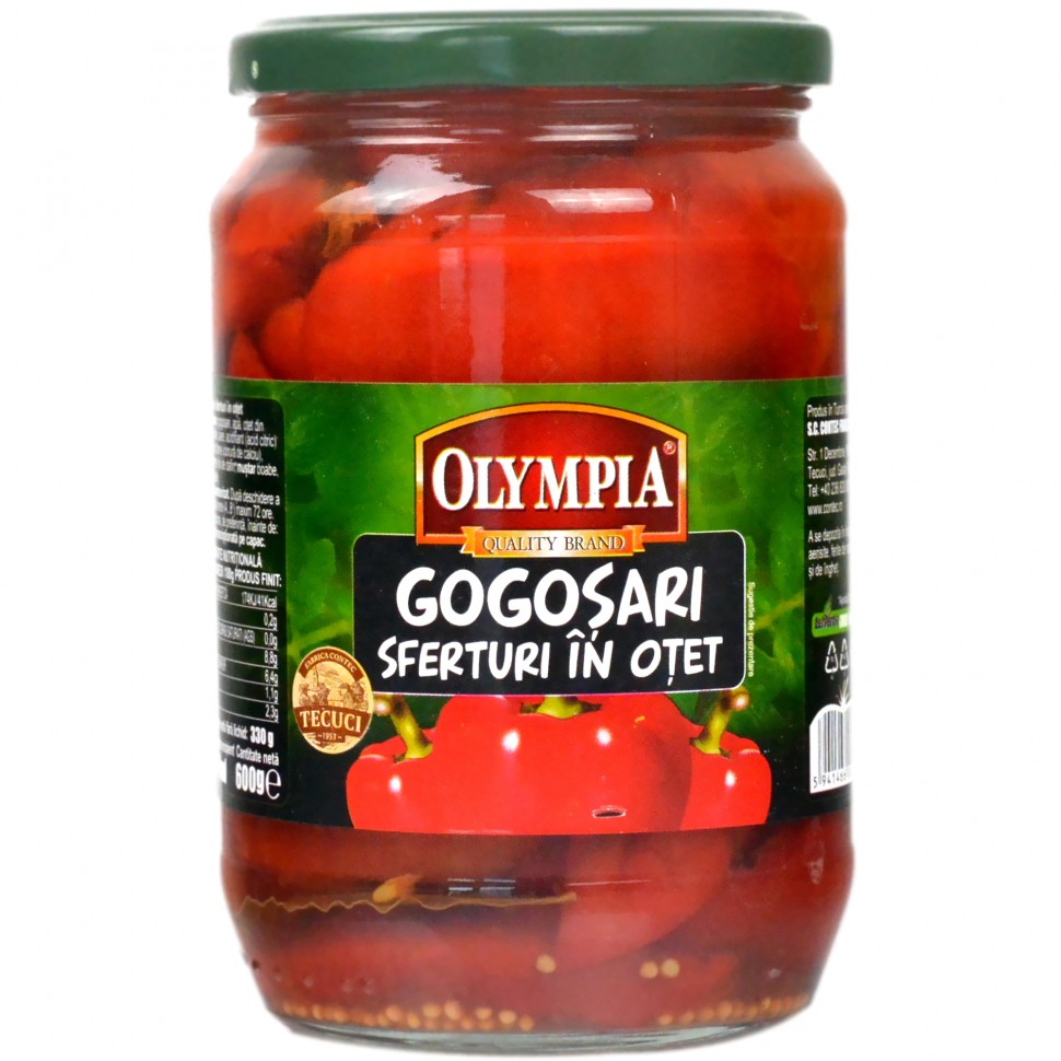 Cuartos de pimiento rojo en vinagre Olympia, 600 g