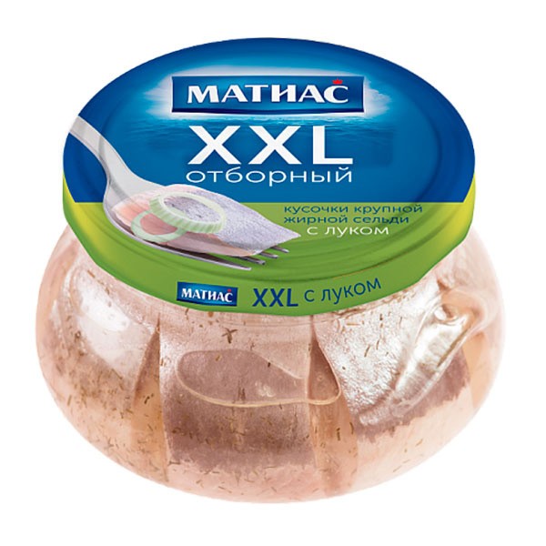 Pedaços de filé de arenque "Mathias" "XXL selecionado" com cebola 280g