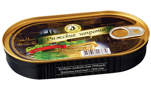 Шпроты рижские в масле с укропом, 190 г