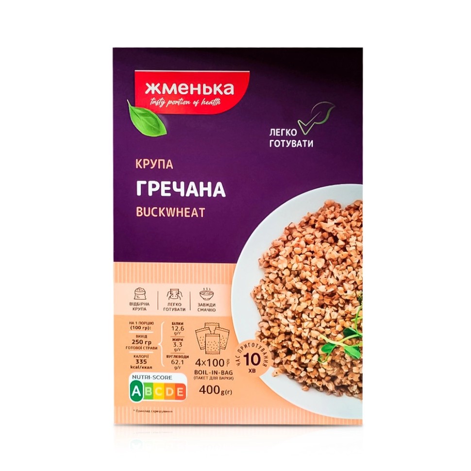 Крупа гречневая в пакетиках, Жменька, 4 х 100 г