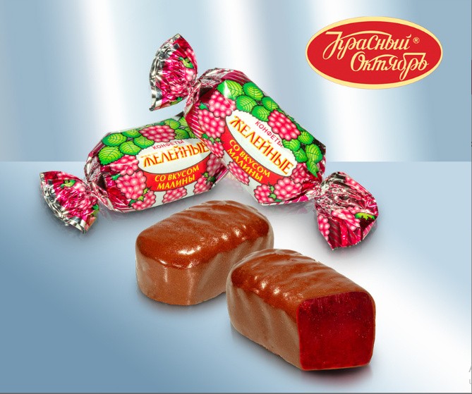 Doces "Geléia", sabor framboesa, cobertos com cobertura de chocolate 100 g