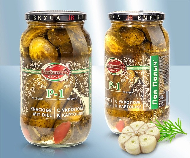 Pepinillos encurtidos P-1, con eneldo, 1000ml