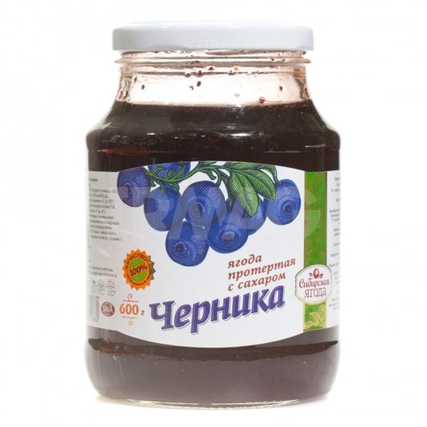 Ягода протерта з цукром чорниця, 600 г