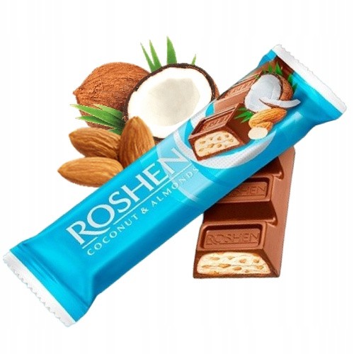 КОКОСОВО-МИНДАЛЬНЫЙ батончик В ШОКОЛАДЕ ROSHEN 29г