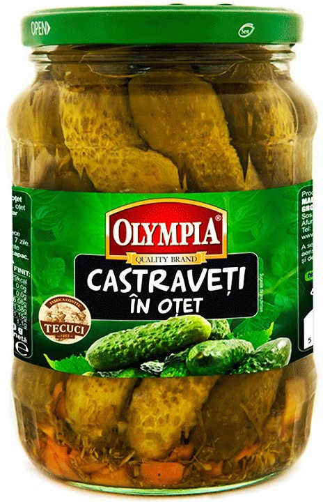 comida russa. Gherkins baixo teor de sal, 680 g