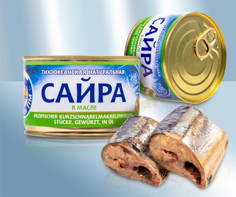 comida russa. Sauri em óleo, 250 g