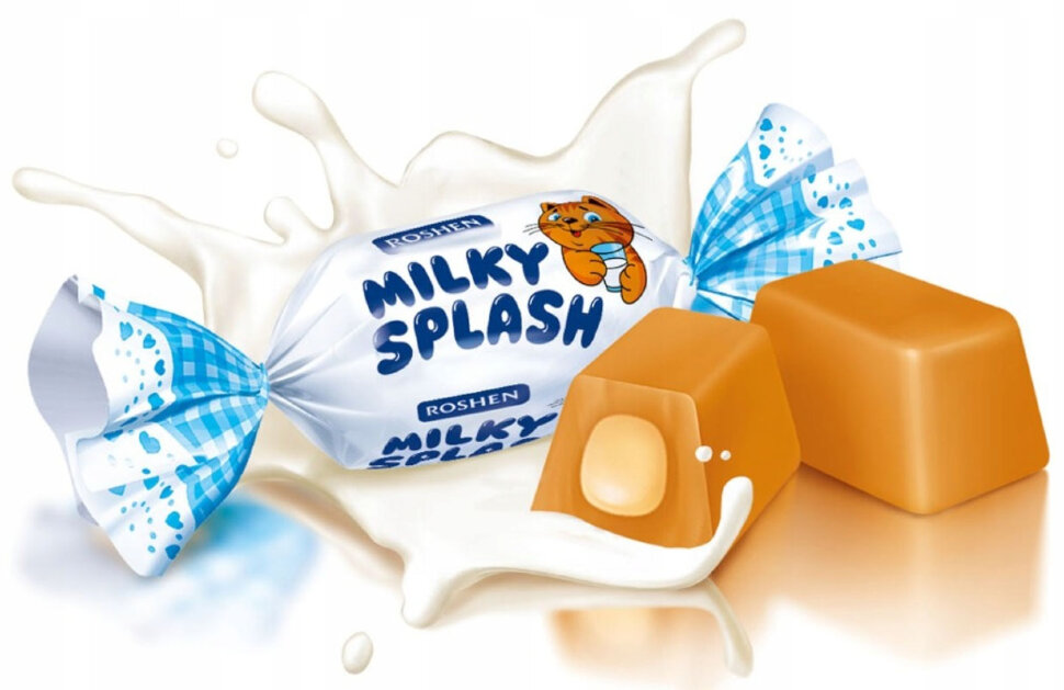 Dulce ruso. Caramelos rusos "Milky Splash", Ucrania, 100 g