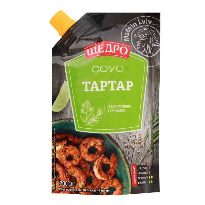Salsa mayonesa 30% con estragón y mostaza Tártara Shchedro d/p 200g