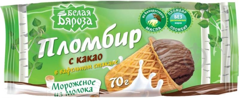 Sorvete de cacao em um copo de açúcar Bétula Branca 70g.