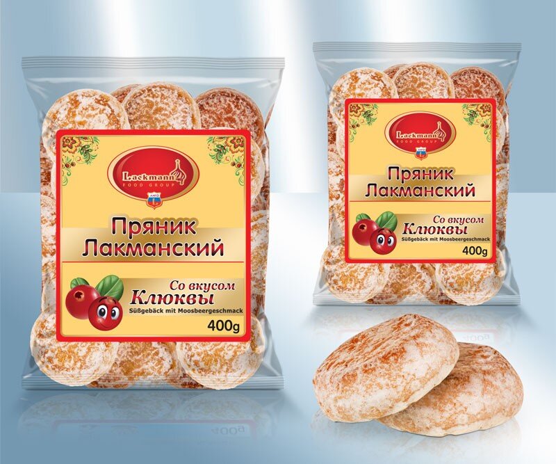 Doce russo. Pão de gengibre "Lackmann" com sabor cranberry, 400 g