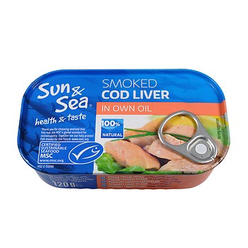 Fígado de bacalhau fumado em óleo próprio 120g SUN &amp; SEA
