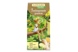 Mezcla de té de hierbas y bayas con jengibre y ralladura de limón Lovare Ginger morning 20 pirámides