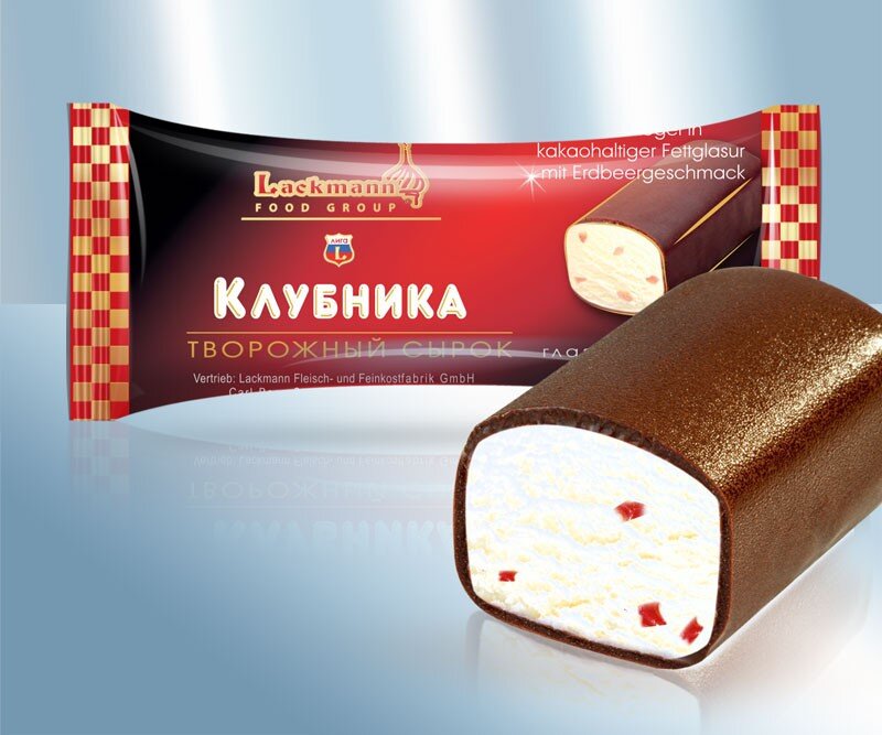 Сырок глазированный с клубникой "Lackmann", 38 г