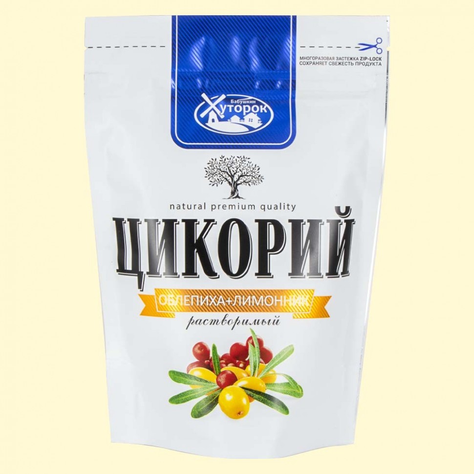 Цикорий порошок ОБЛЕПИХА + ЛИМОННИК БАБУШКИН ХУТОРОК Пакет с ЗИП застежкой, 100 г