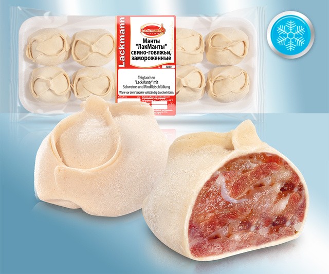 Манты ЛакМанты свино-говяжьи, замороженные 840г