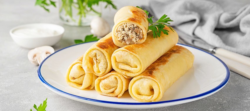 Panquecas com recheio de frango e cogumelos 500g