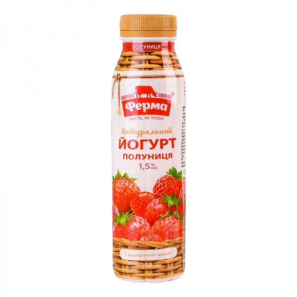 Йогурт 1.5% питної Полуниця Ферма 250г