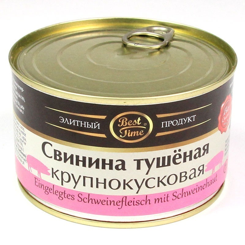 Тушонка зі свинини, крупнокускова, 400 г