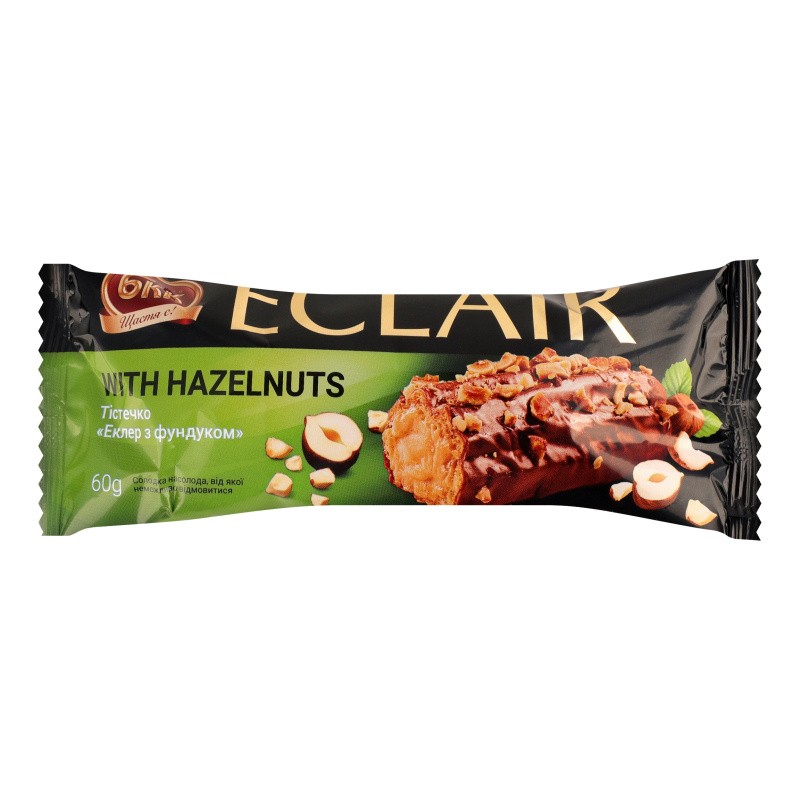Pastel Eclair con avellanas Kyiv BKK m/u 60g 