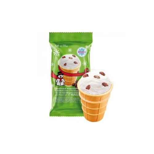Helado de vainilla con pasas en vaso de 75 g.