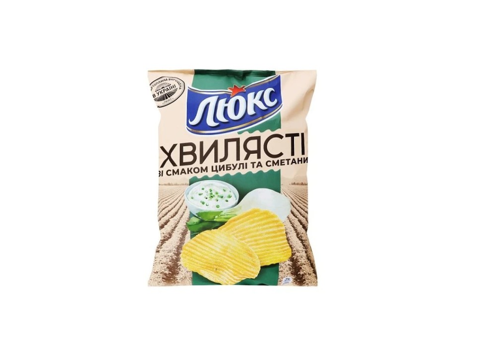 Чипсы картофельные волнистые Люкс со вкусом "Сметана и лук", 125г