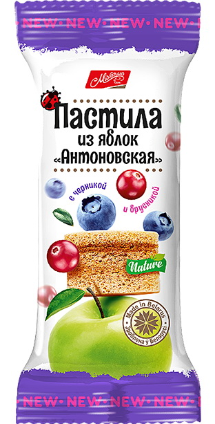 Пастила из яблок АНТОНОВСКАЯ с черникой и бусникой 30г