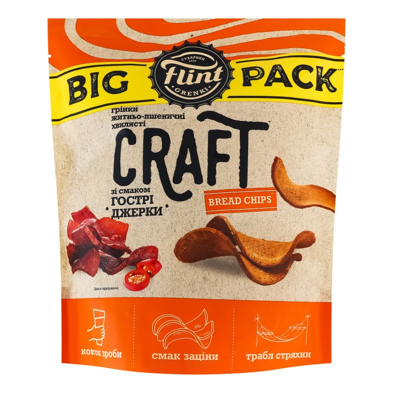 Crutones picantes rizados de centeno y trigo Flint Craft, 130 g