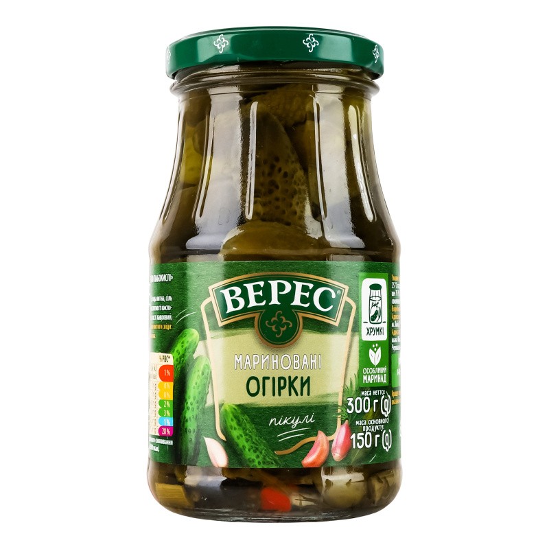 Pepinos em conserva Veres, ligeiramente ácidos 300 g