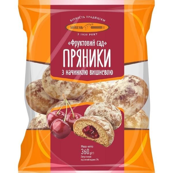 Пряники с вишневой начинкой Фруктовий сад Киевхлеб 360 г