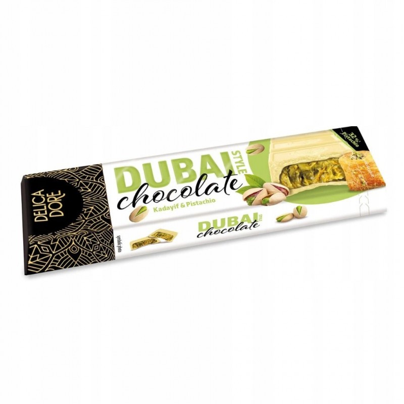 Chocolate blanco Dubai con pistachos y Kadayif Delicadore 70g