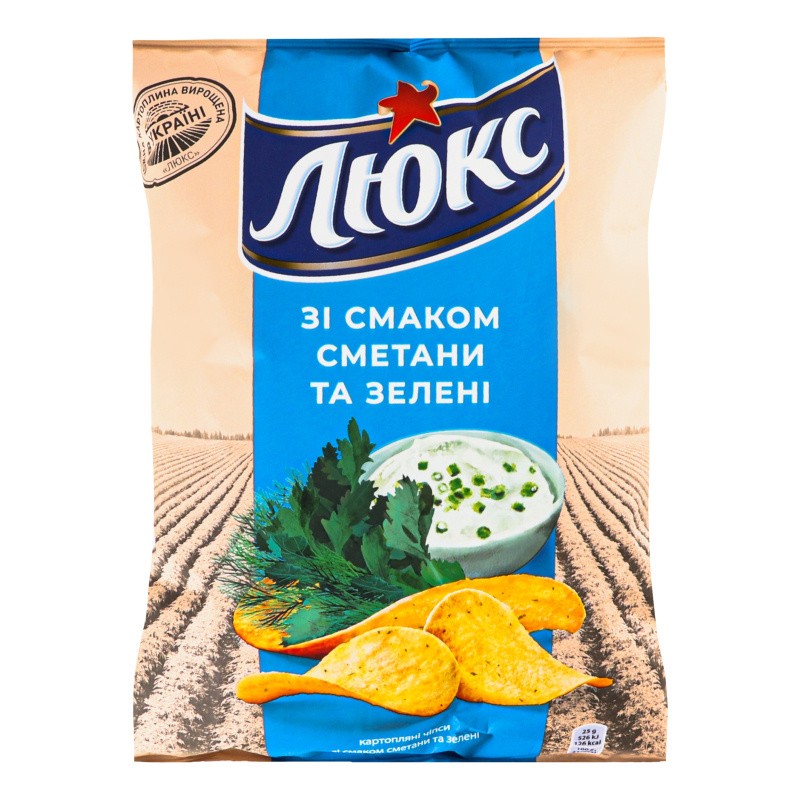 Чипсы Люкс со Вкусом Сметаны и Зелени 125g