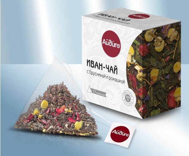 Ivan-chá "Cowberry and Camomila", saqueta pirâmide (15х2g)