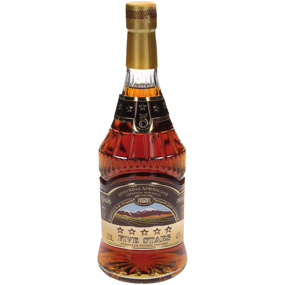 Brandy armenio "FIVE STARS" 5 estrellas, 40%, 0.5 l.