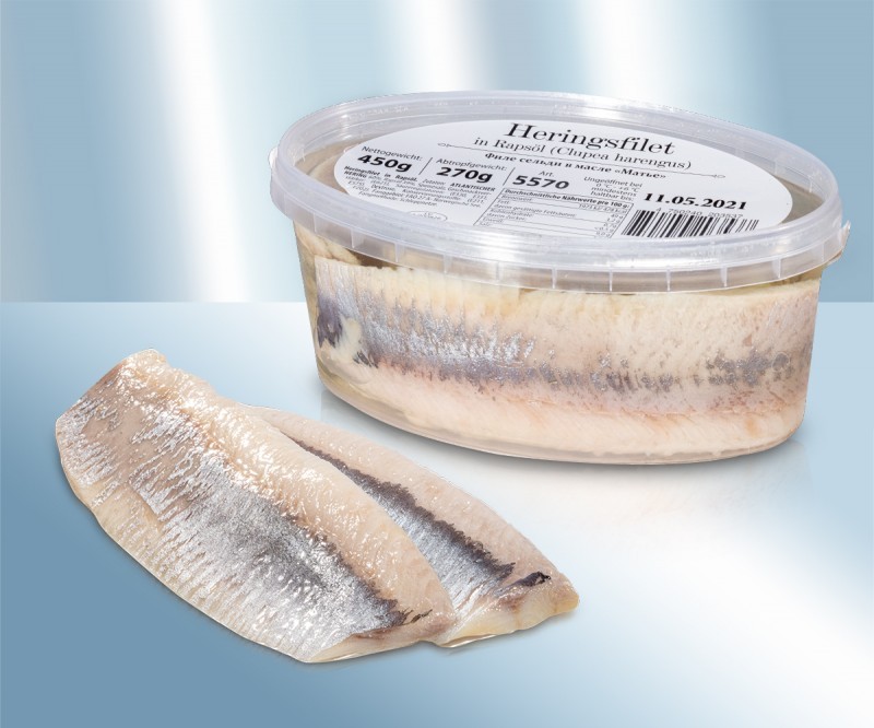 El filete del arenque en el aceite "Mate" 450g