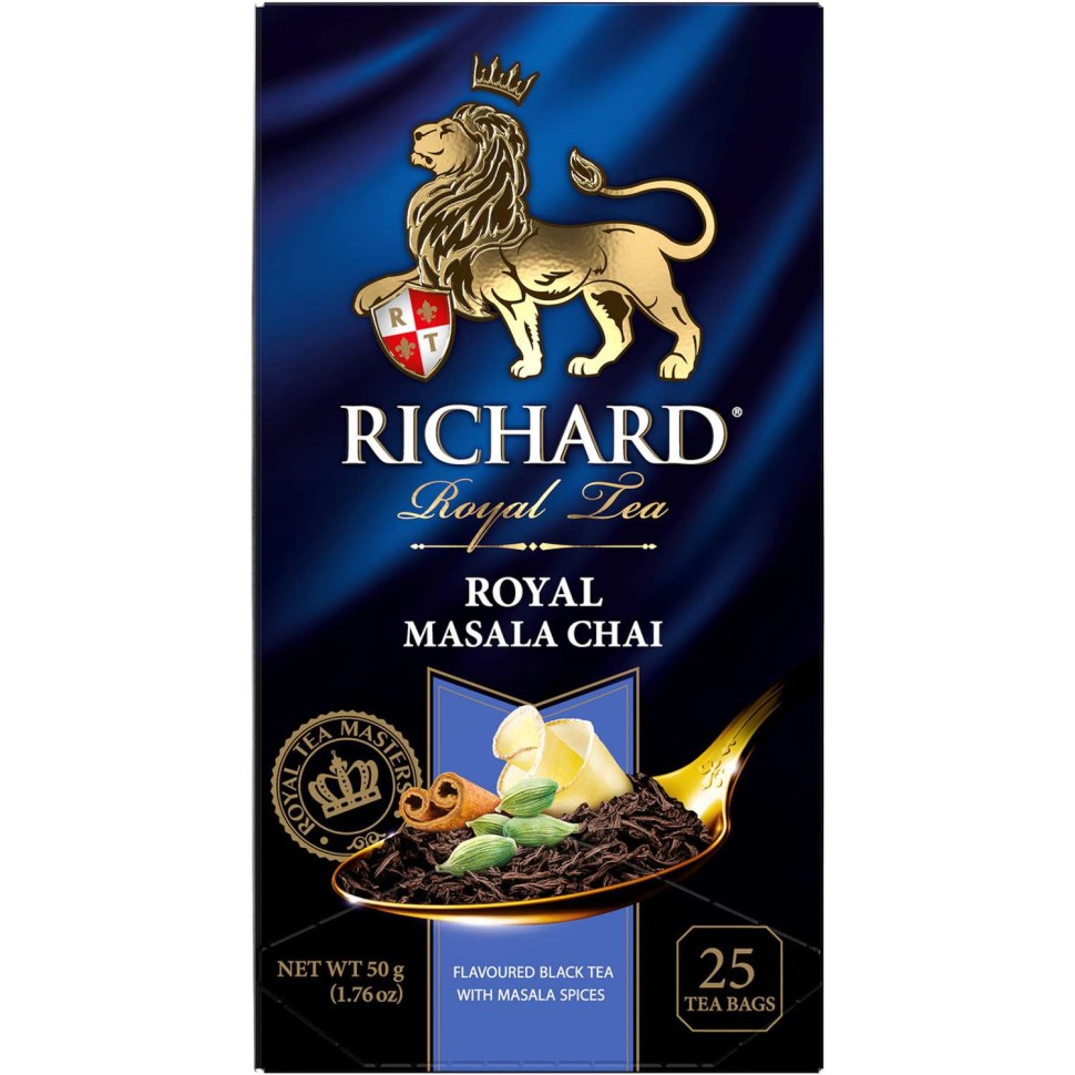 Chá Richard "Royal Masala Chai" - chá preto longo 25 embalagens 0,8g