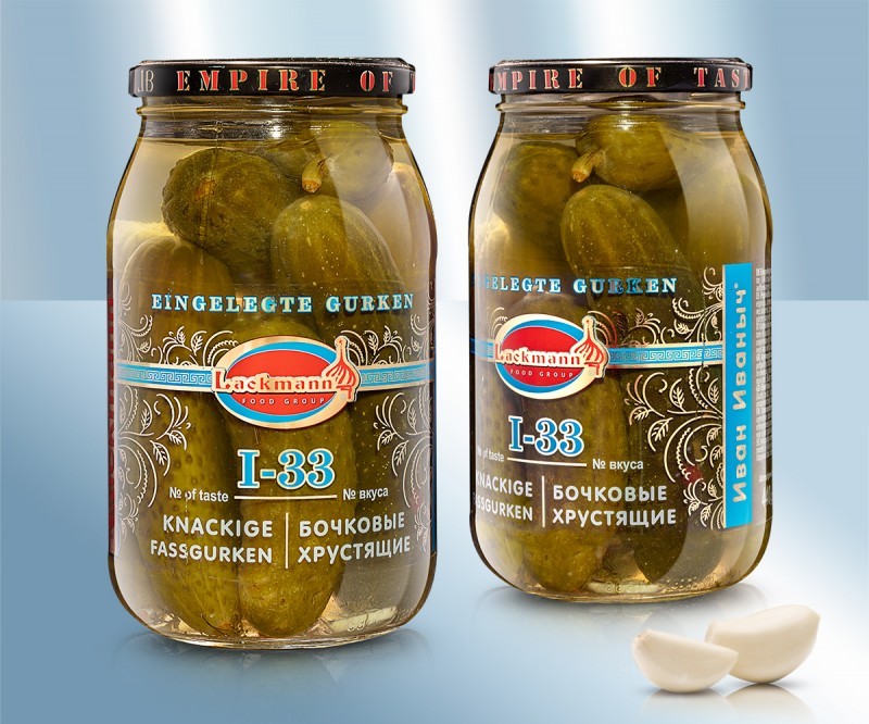 Pepinos em barril I-33, clássico, sem vinagre, 880ml