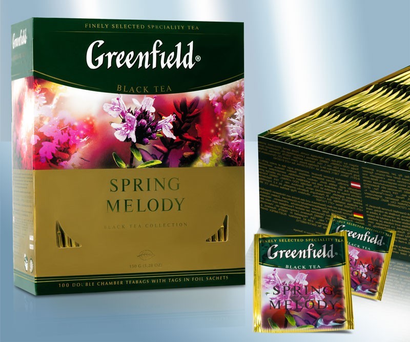 Te negro ruso "Spring Melody" , 200 g en bolsos