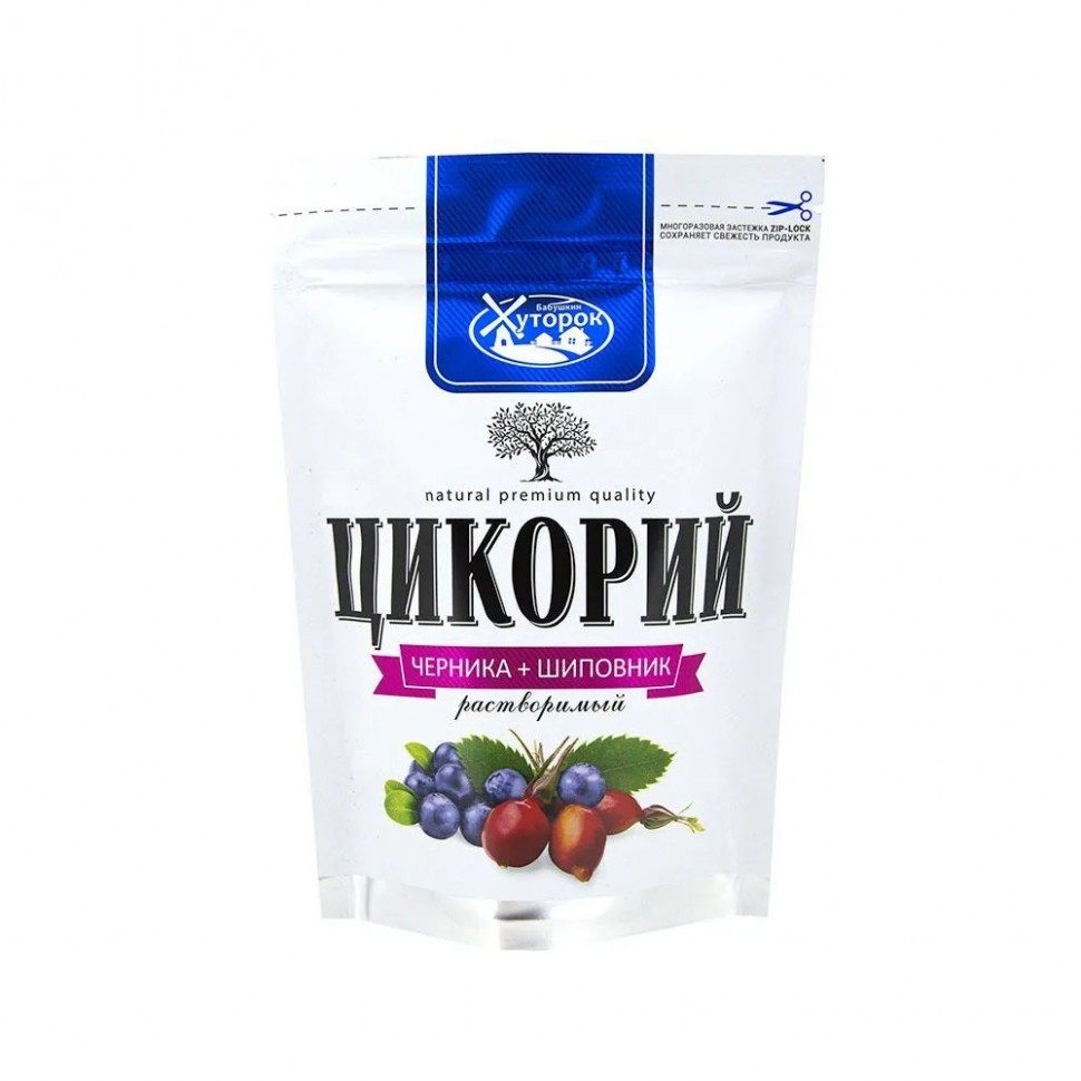 Цикорий порошок ЧЕРНИКА + ШИПОВНИК БАБУШКИН ХУТОРОК Пакет с ЗИП застежкой, 100 г