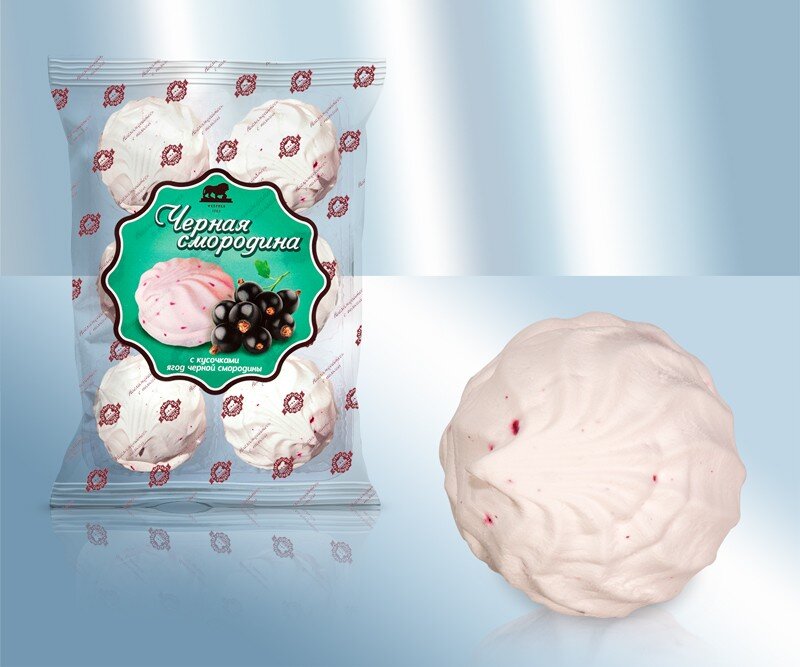 Doce russo. Gelatina "groselha preta" com bagas de groselha preta, 310 г