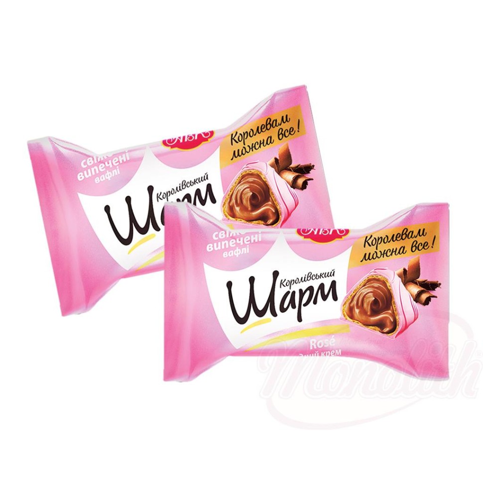 Korolivskiy Charm - gofres con relleno de chocolate en glaseado rosa 100g