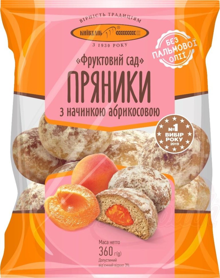 Pão de gengibre com recheio de damasco Kievkhleb 360 gr