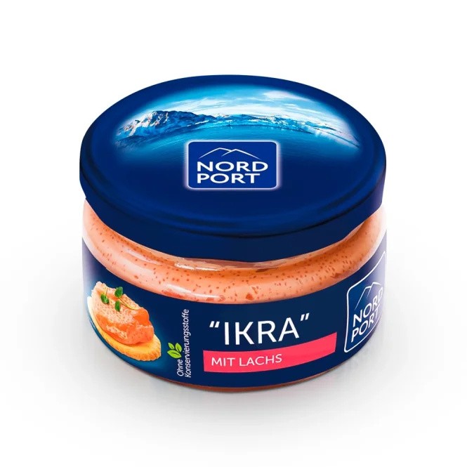 Caviar de capelim com pedaços de salmão fumado, Nord Port, 165 g