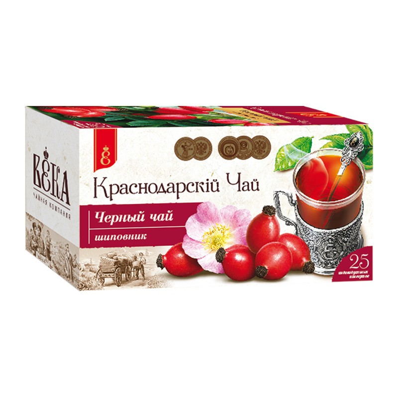 ЧАЙ ЧЕРНЫЙ "ШИПОВНИК" ПАКЕТИРОВАННЫЙ «КРАСНОДАРСКIЙ» (25 ШТ. ПО 1.7 Г)